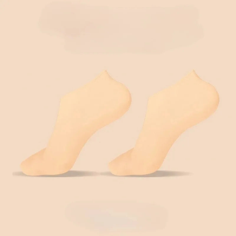 Spa Silicone Moisturizing Gloves Socks Hands Feet Care Prevents Dry Qme A pair skin-coloured
