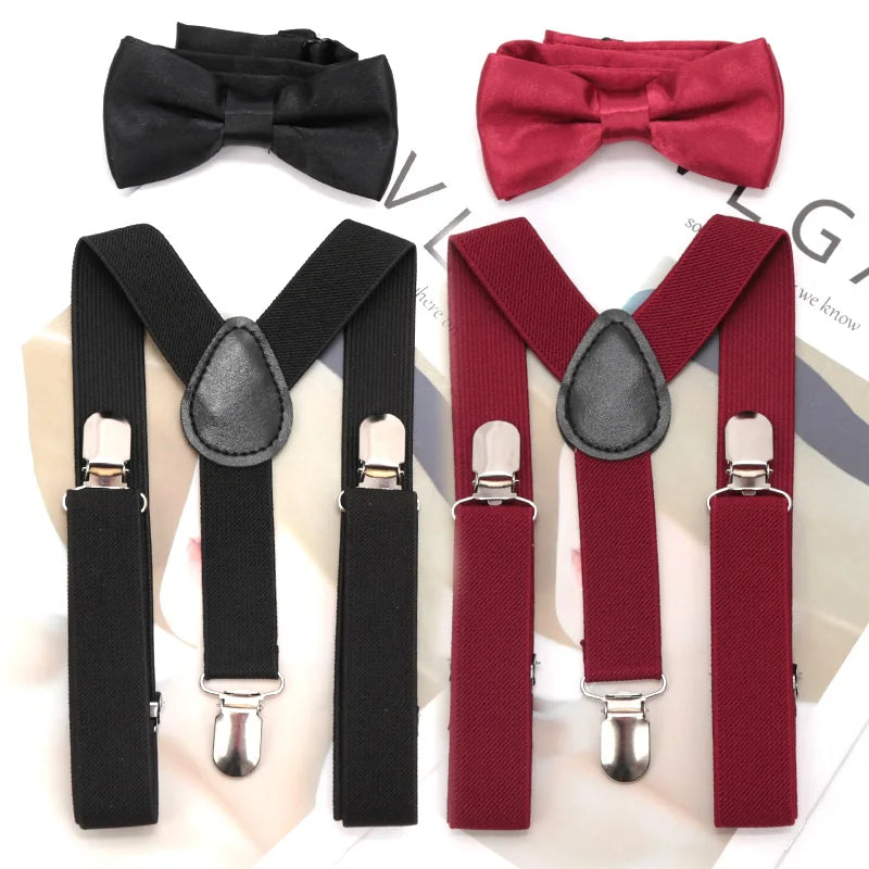 Suspenders Bowtie Kids Boy Girl Childrens Christmas Designer Qme