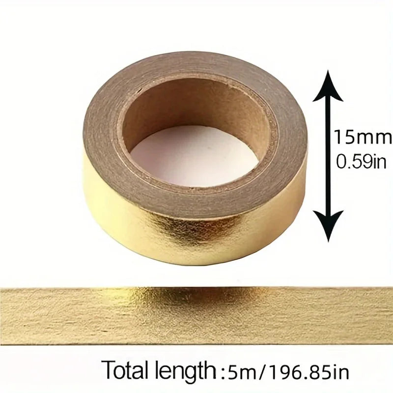 1 Roll/196.85inch Solid Color Bronzing Tape Material Sticker, Solid Color Decorative Ledger Tape Qme
