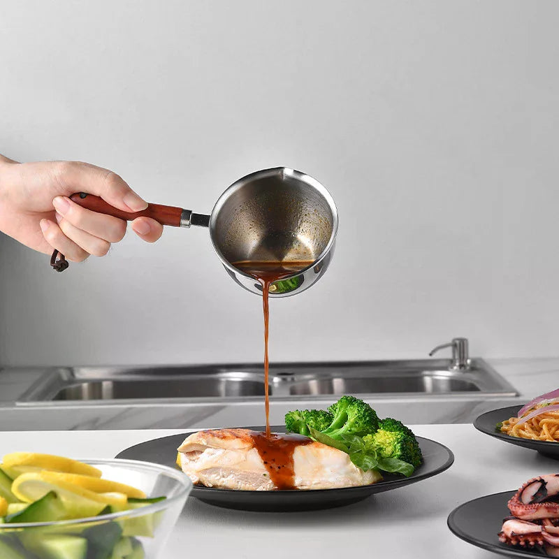 Stainless Steel Oil Pan 150ML 300ML Small Pot Cooking Butter Melting Pot Chocolate Kitchen Cookware Cooking Tools Qme