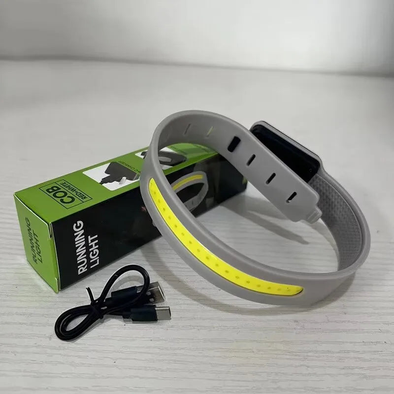 COB Night Running Cycling Flashlight Strong Light Outdoor Charging Qme GRAY