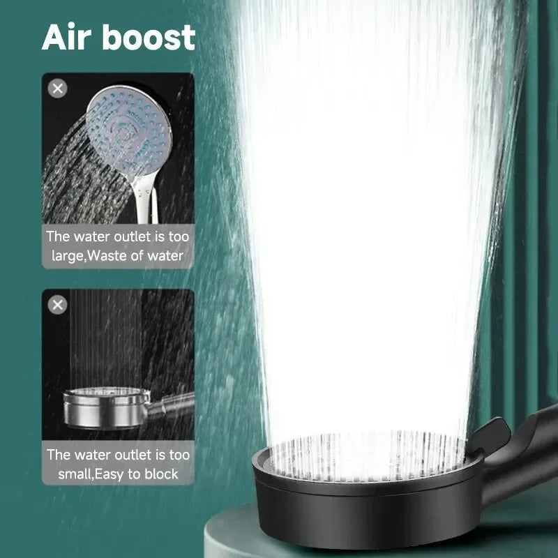 5 Modes Pressure Boost Shower Head Multifunction Adjustable Large Water Shower Nozzle Massage Bathroom Accessory Rain Shower Qme