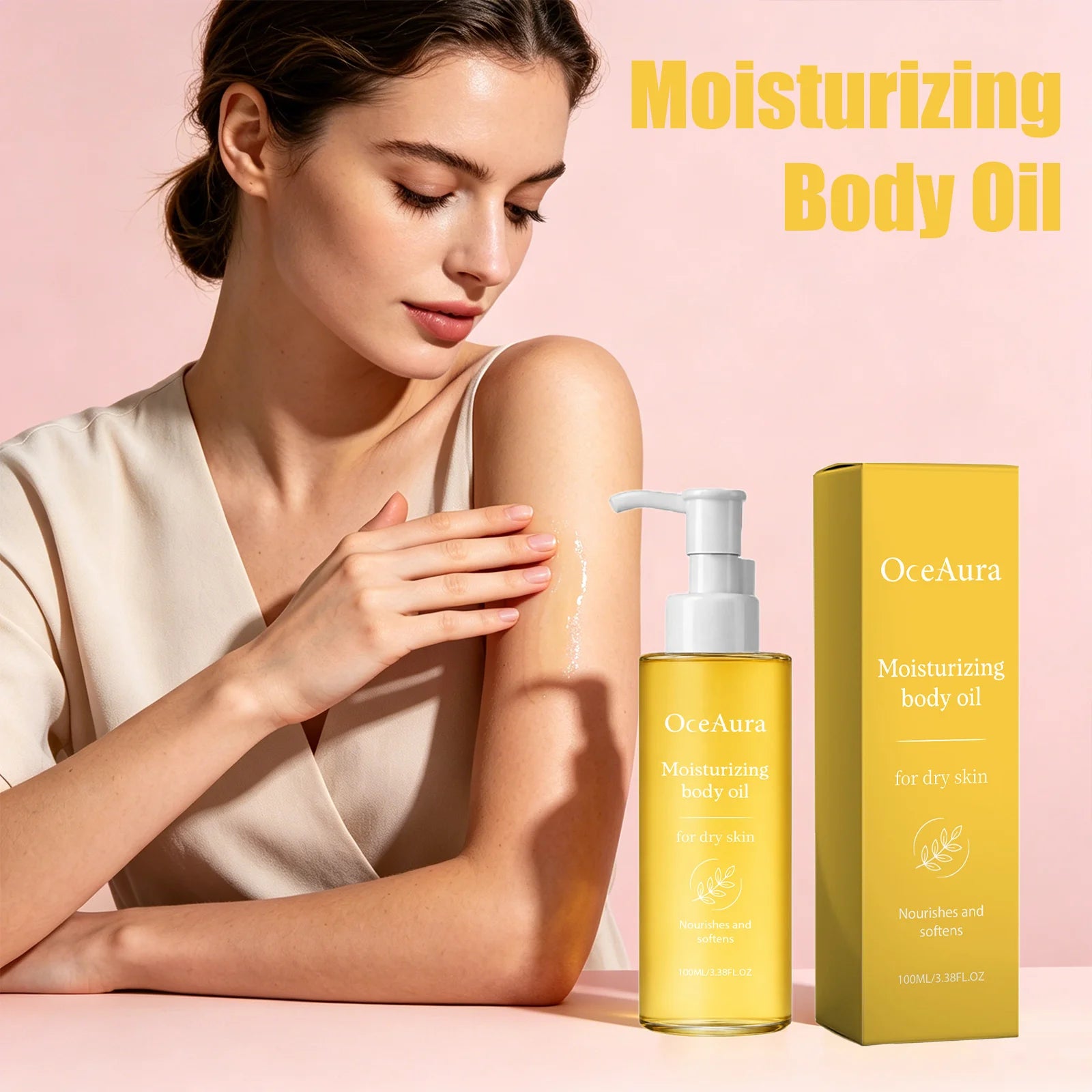 OceAura Moisturizing Body Oil Castor Seed Infused Dry Rough Skin Repair Itch Relief Non-Greasy Fast Absorbing Hydrating Lotion Qme