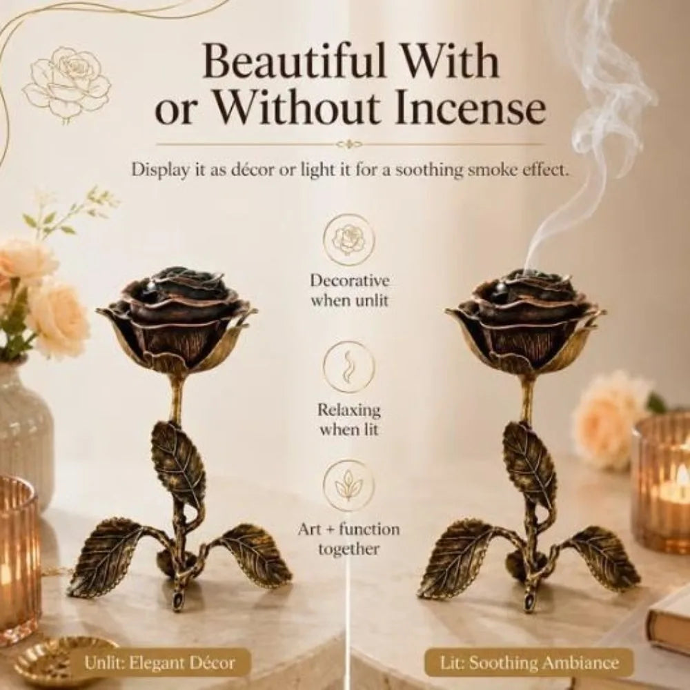 Retro Rose Scented Incense Burner Alloy Aromatherapy Stove Simulation Qme