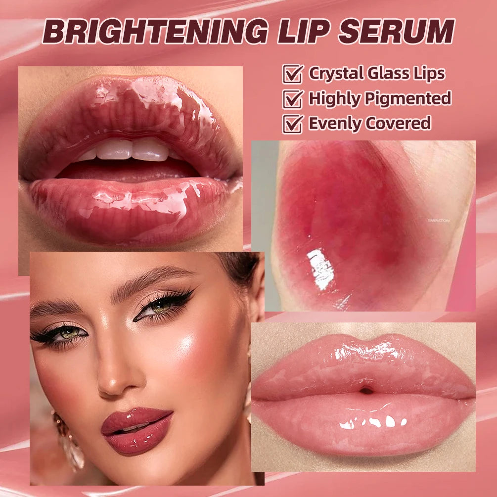QIBEST Mirror Pearl Watery Crystal Jelly Lipgloss Lasting Moisturizing Lipstick Shine Glitter Lip Glaze Non Stick Cup Lip Makeup Qme