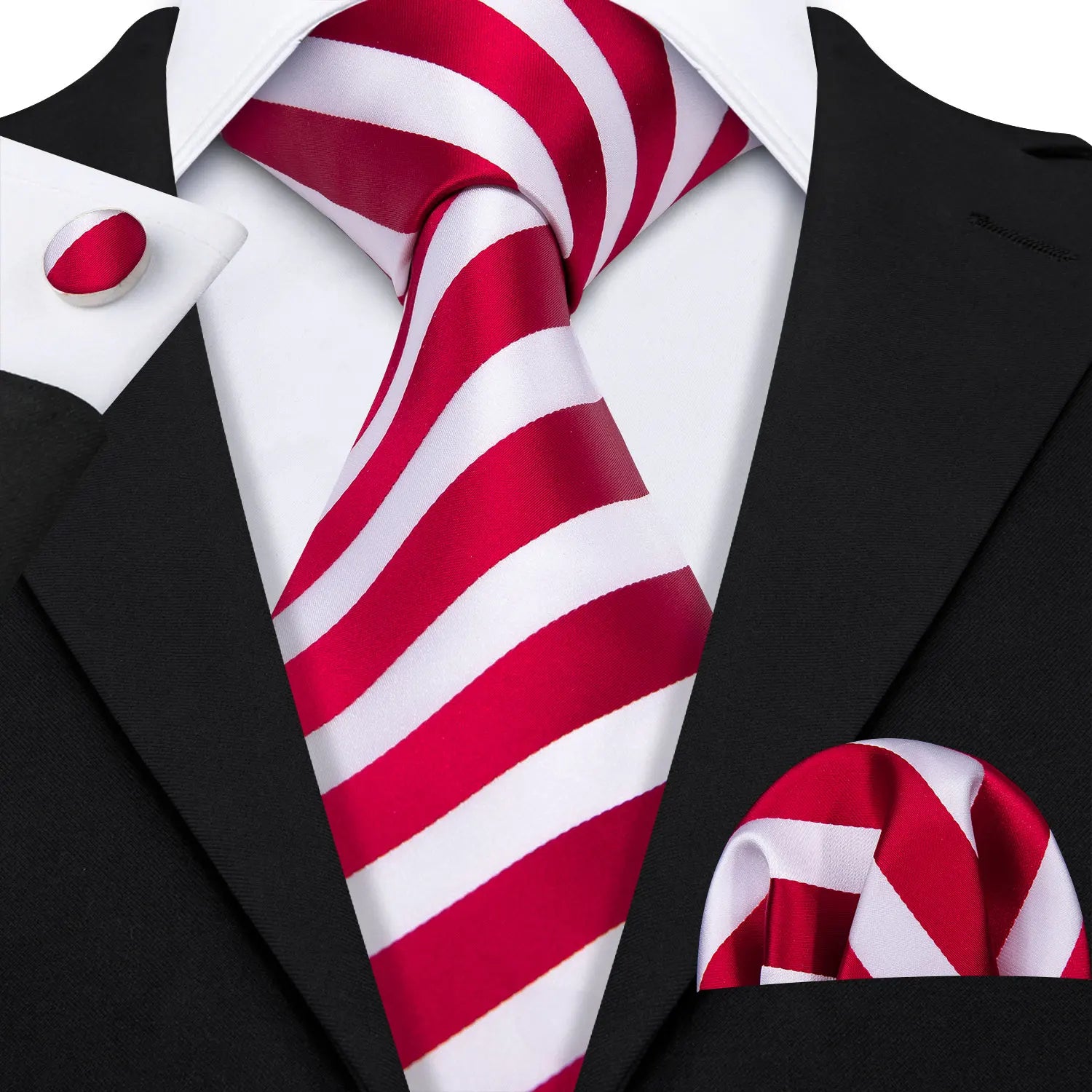 Professional Mens 3-Piece Suit Set: Necktie, Pocket Square & Cufflinks, Classic Design for Wedding Qme DPTH-HT-LDSN0242