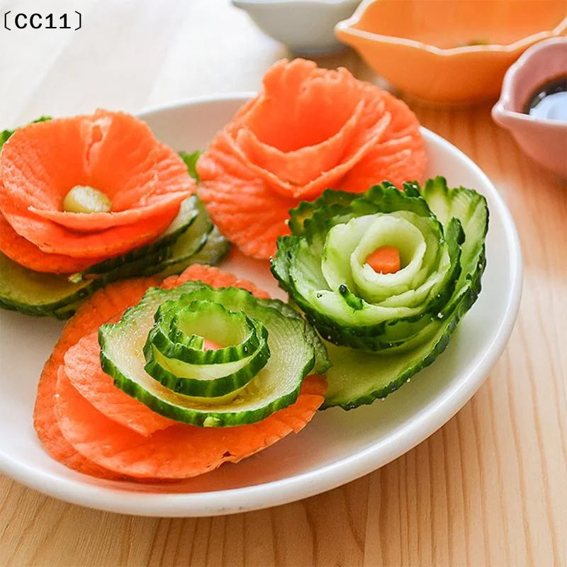 Vegetable Flower Curler Non Slip Grip Blade Kitchen Garnish Salad Qme