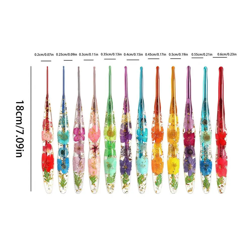 Crochet Hooks 9 Flower Pattern Resin Handle Knitting Yarn Hook Women Qme Multi China Mainland