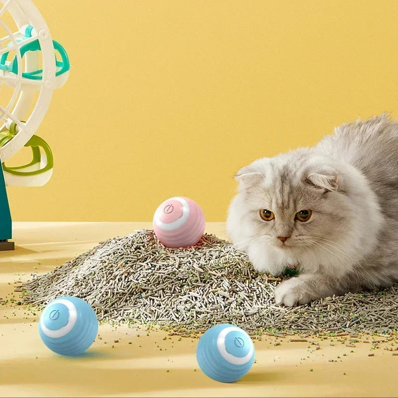 Cat Toys Pet Toy Supplies Accessories for Cats Spinning Ball Electric Interactive USB Charging Cat Ball Products Home Garden Qme