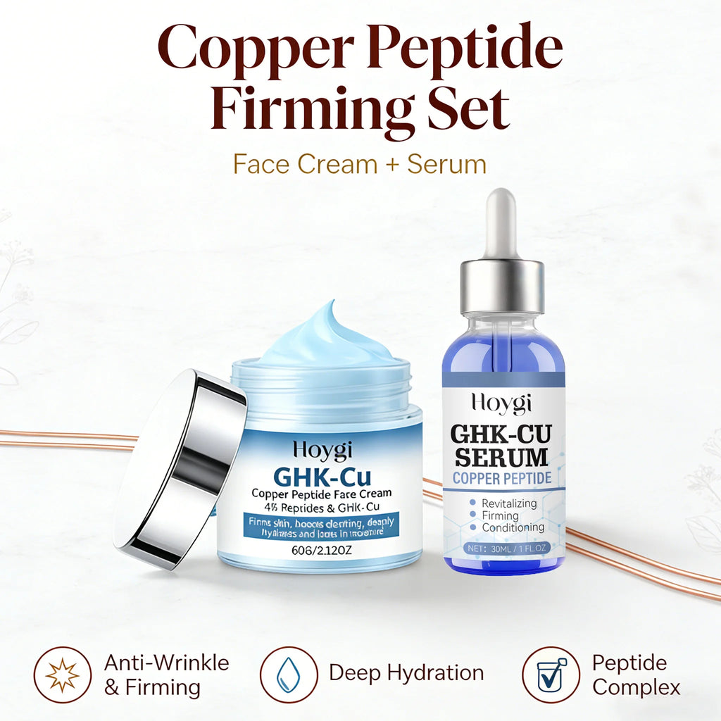 Copper Peptide Face Cream & Serum Set Firming Hydrating Skincare Smoothing Tightening Facial Skin Softens Skin Textur Qme