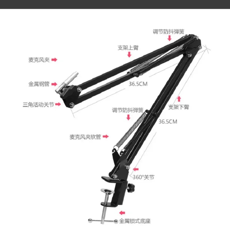 Professional Flexible Desktop Microphone Hanging Adjustable Boom Scissor Arm Stand for Streaming Qme