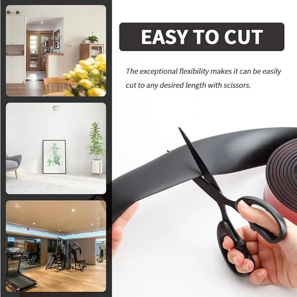 Self-adhesive Rubber Flat Strip Glass Shock Absorption Buffer Adhesive Tape Non-slip Rubber Mat Door Gap Seal Home Improvement Qme