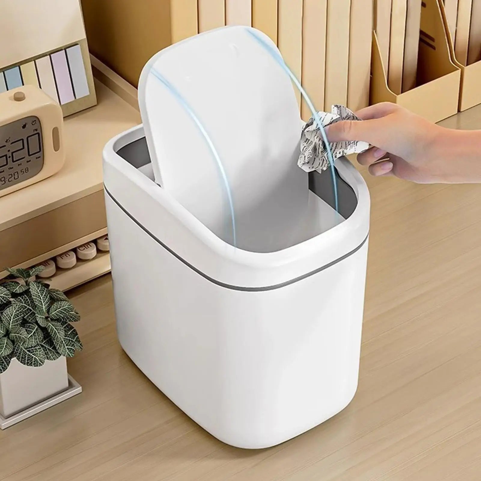 Desktop Trash Bin with Lid Multi-Functional Table Wastebasket Garbage Can Dustbin Wastebasket Trash Can Dispenser for Bathroom Qme
