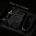 Matte octagonal minimalist scale men's watch Cuban bracelet bullet pendant necklace ring four piece set, not including gift box Qme black
