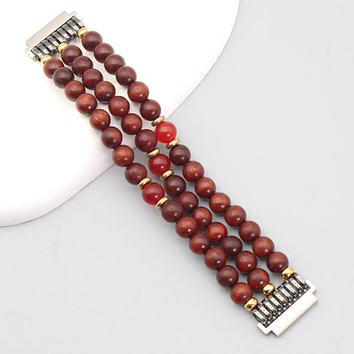 18mm Interface Premium Sandalwood Cinnabar Strap - Buddhist Beaded for Huawei Watch Qme Red 190-200mm