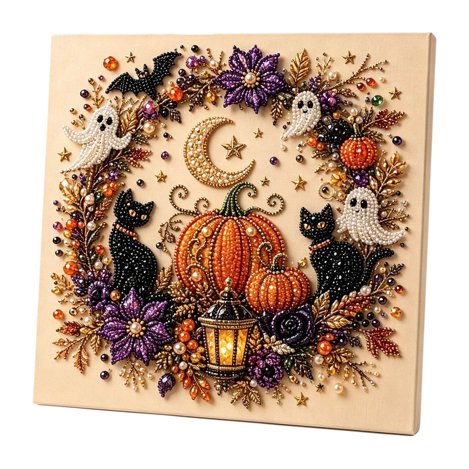 DIY Halloween Framed Diamond Art Pearl Painting Kit 7.87x7.87inch Pearl Diamond Dots Gem Art Craft Pearl Diamond Dots Painting Qme E