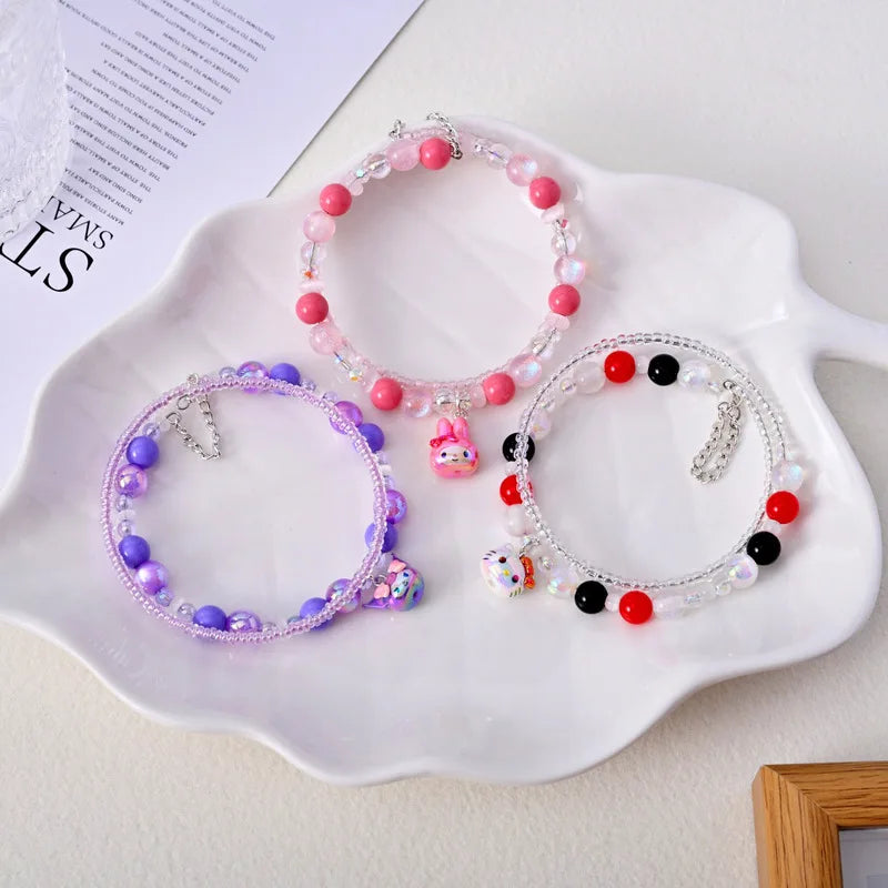 Hello Kitty Kuromi Beaded Bracelet Friend Jewelry Double-layer Rice Qme