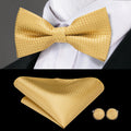 Hi-tie Pre-tied Mens Bowtie Hanky Cufflinks Bow Tie Cravat Male Qme LH-0745