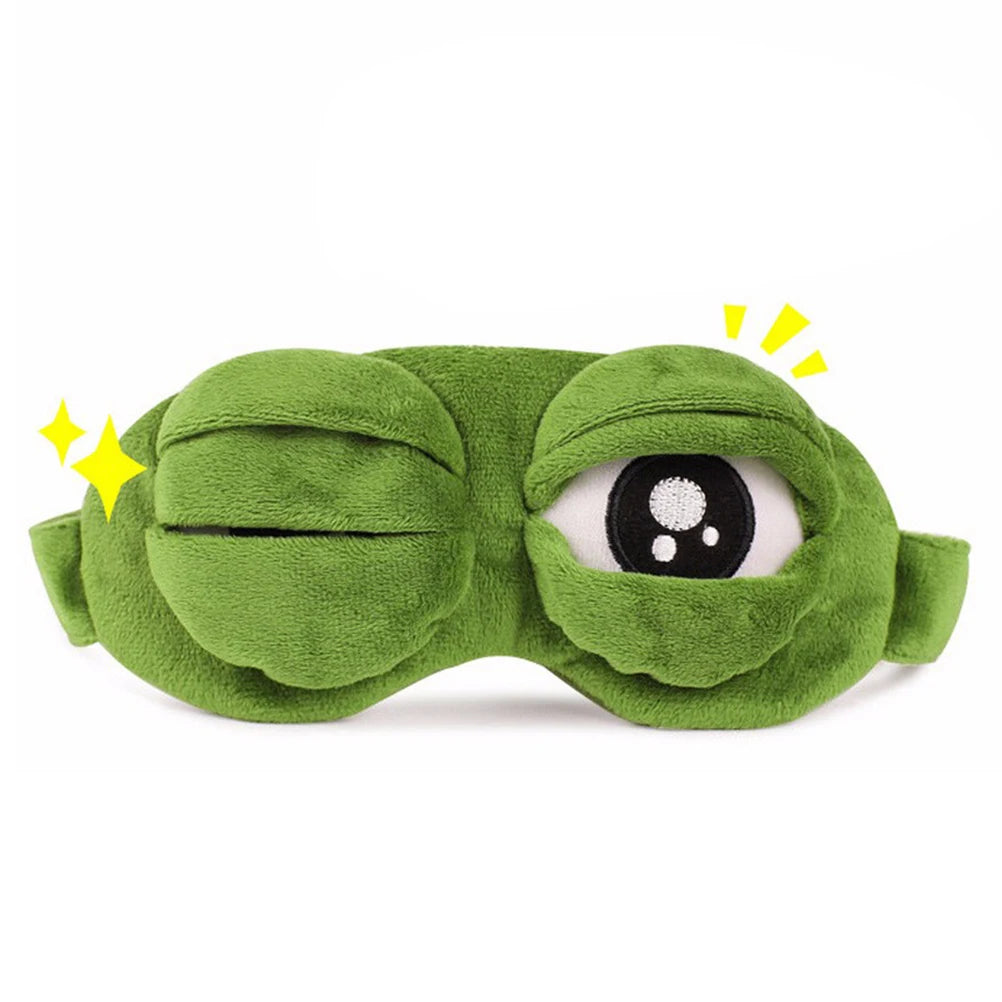 3D Sad Frog Sleep Mask Natural Eye Travel Sun-blocking Soft Portable Qme