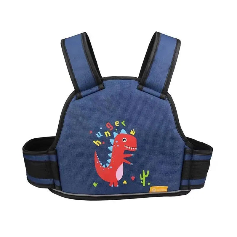 Children's Seat Belt Electric Car Cycling Strap Motorcycle Protection Straps Anti-fall Protection Belt Adjustable Bandage Qme Dinosaur Blue