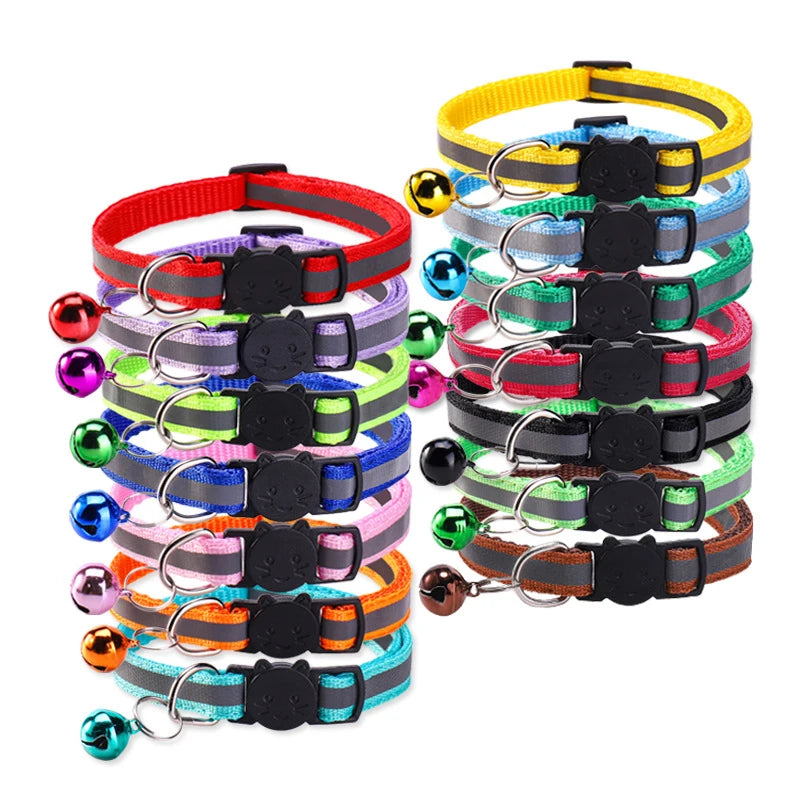 Round Ear Cat Dog Collar Glowing Pet Reflective Safety Buckle Bell Qme