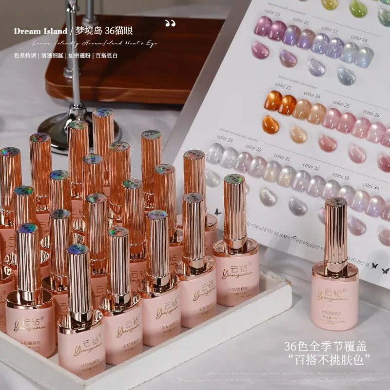 36 Colors Cat Eye Gel Polish Set, 15ml Magnetic Soak Off UV LED Gel Nail Kit, Fine Nano Pigment Shimmer Nail Art Manicure Qme