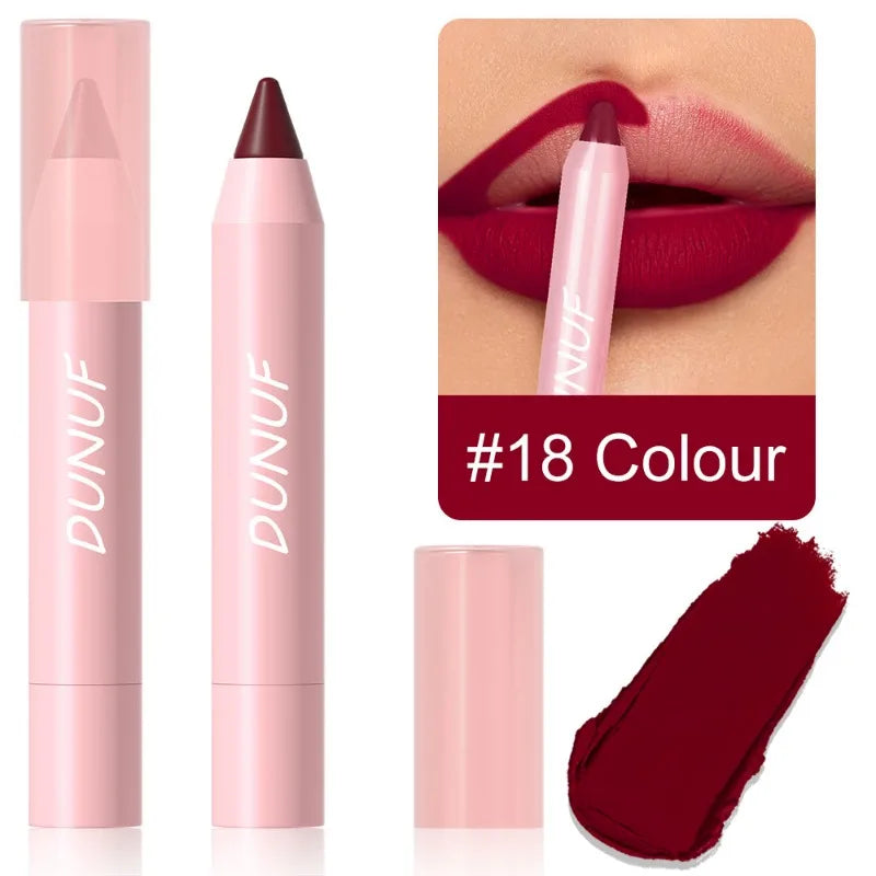18 Colors Matte Lipstick Pen Soft Silky Velvet Lip Liner Pencil Sexy Full Color Lip Crayon Waterproof Lasting Beauty Maquillaje Qme 18