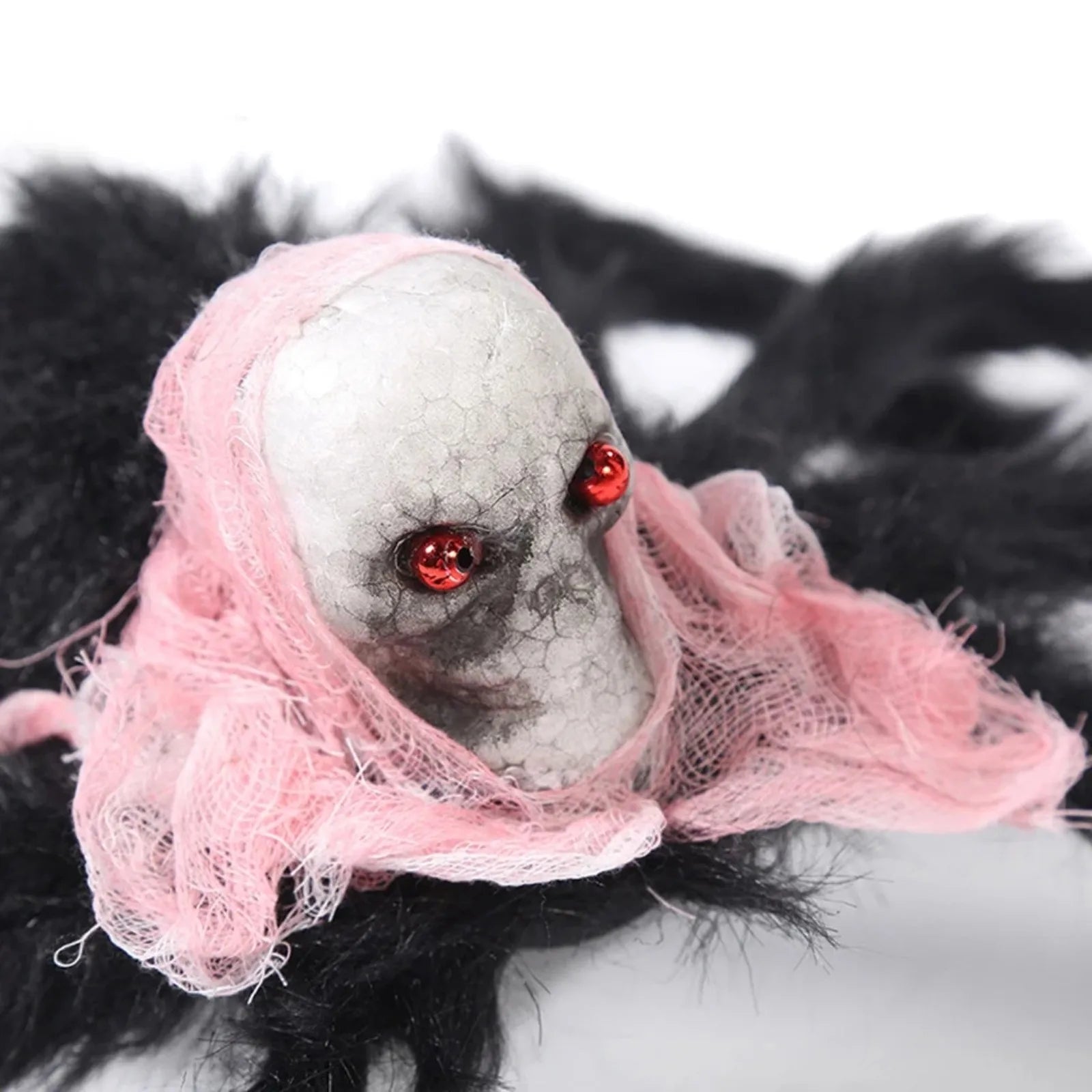 Realistic Skull Black Plush Spider Halloween Festival Horror Props Ceiling Party Haunted House Decorations Qme