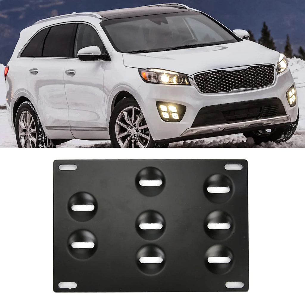 License Plate Holder License Plate Holder Car Front Bumper Tow Hook License Plate Mount Bracket 8 Holes Adjustable Holder Qme
