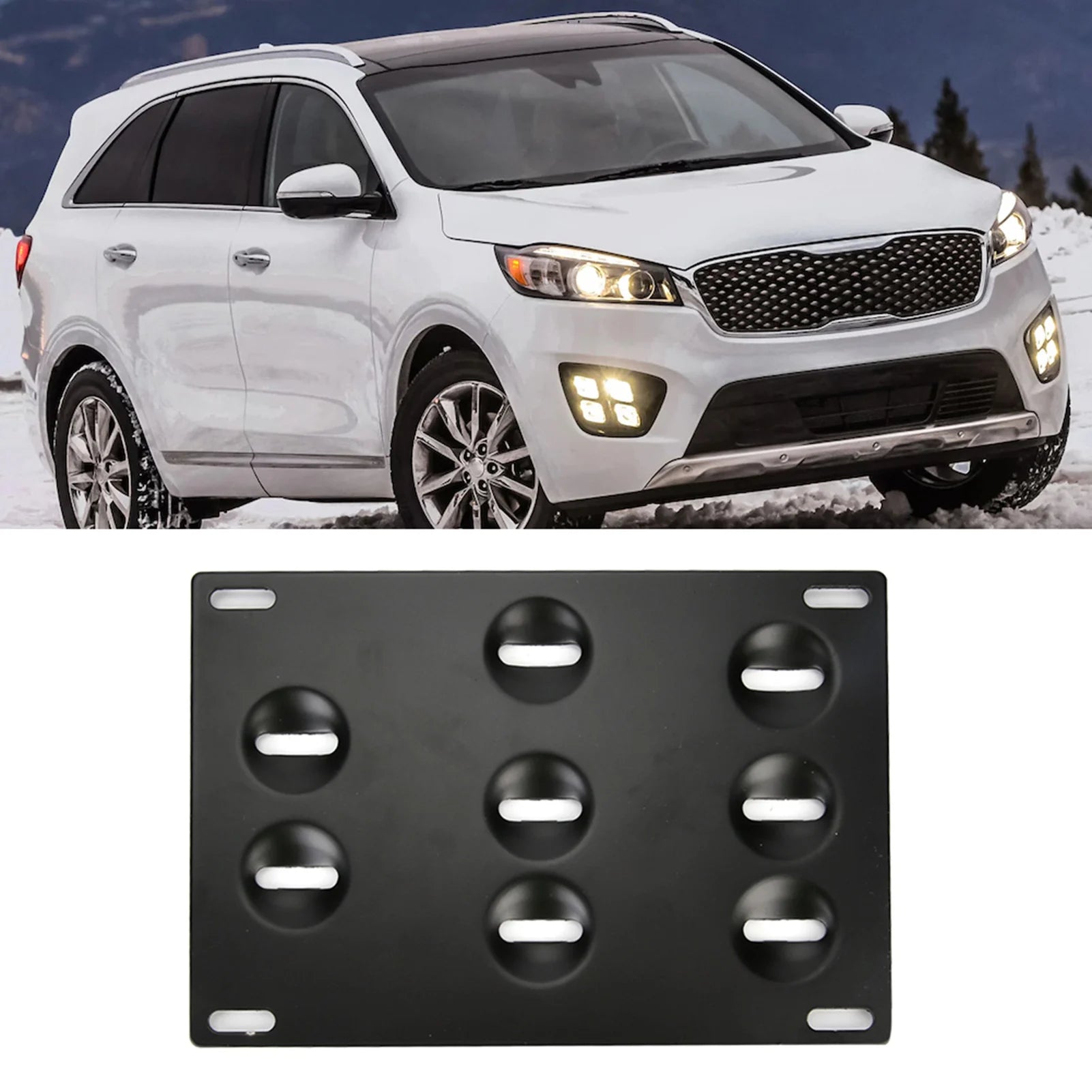 License Plate Holder License Plate Holder Car Front Bumper Tow Hook License Plate Mount Bracket 8 Holes Adjustable Holder Qme