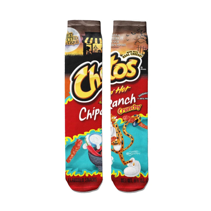 Fashionable Potato Chip Printed Socks Skateboard Youth Unisex Qme style8 One Size
