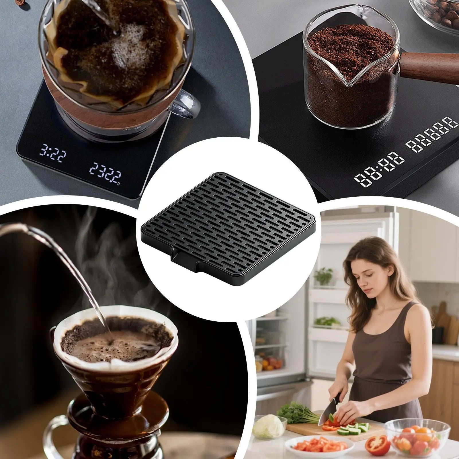 Coffee Scale Drip Catcher Self-draining Splash Proof Espresso Machine Qme