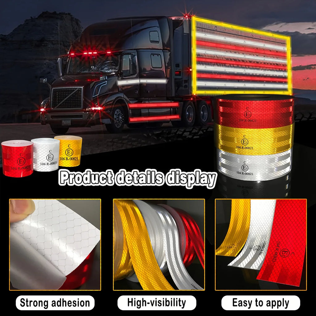car Reflective Tapes 104R Waterproof Retro Reflective Conspicuity Self Adhesive Road Safety Warning Sticker Reflectors For Truck Qme