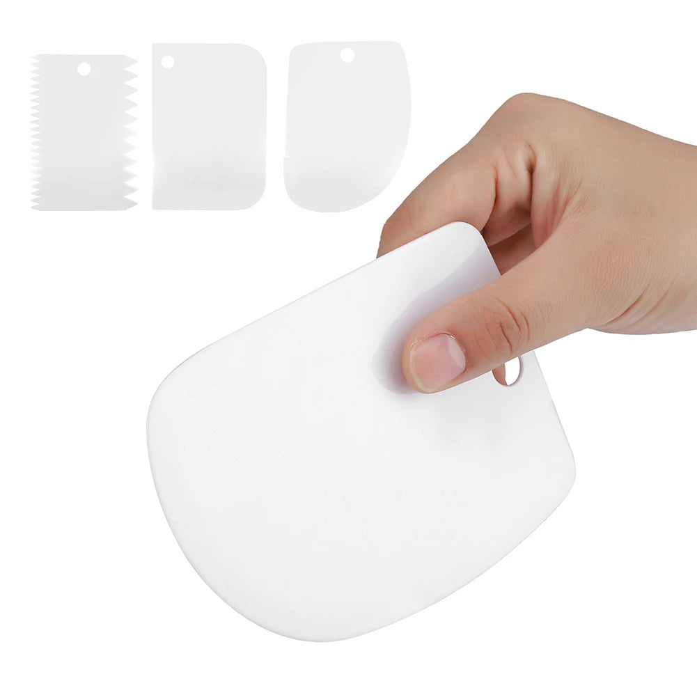 3Pcs Plastic Dough Scraper Cutter Set Cake Cream Spatula Baking Tool Pastry Fondant Decoration Kitchen Accessories Qme