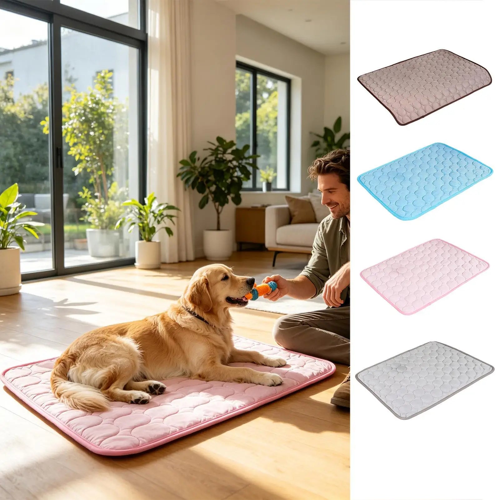 Dog Cooling Mat Washable Sleeping Rug 100x75cm Self Cooling Pet Mat For Small Medium Large Dog Kitten Crate Kennel Floor Sofa Qme