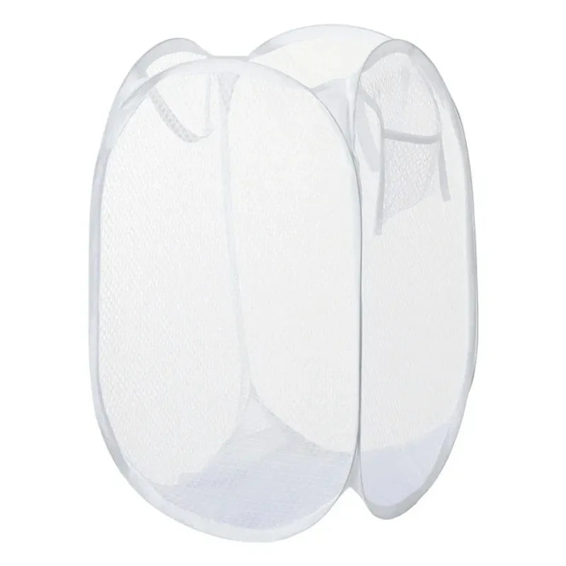 Dirty Clothes Basket Skeleton Ventilated Foldable Easy Storage Portable Large Capacity Clothes Basket Qme WHITE