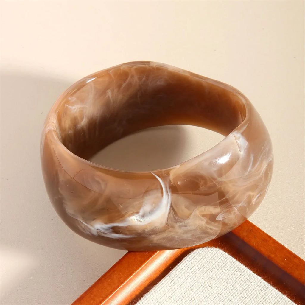 Korean Ins Candy Color Wave Wide Version Square Acrylic Resin Y2k Hip Hop Bangle Bracelet for Women Party Travel Jewelry Girl Qme