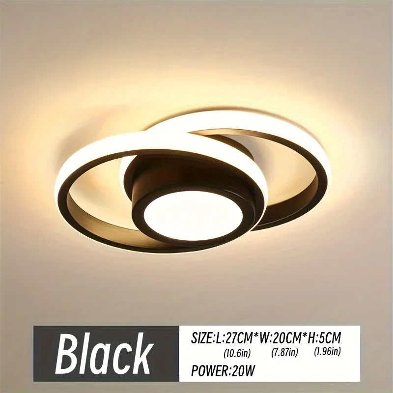 LED Corridor Light Minimalist Modern Small Light Living Room Bedroom Balcony Foyer Light Wardrobe Nordic Creative Ceiling Light Qme 2081-1Black