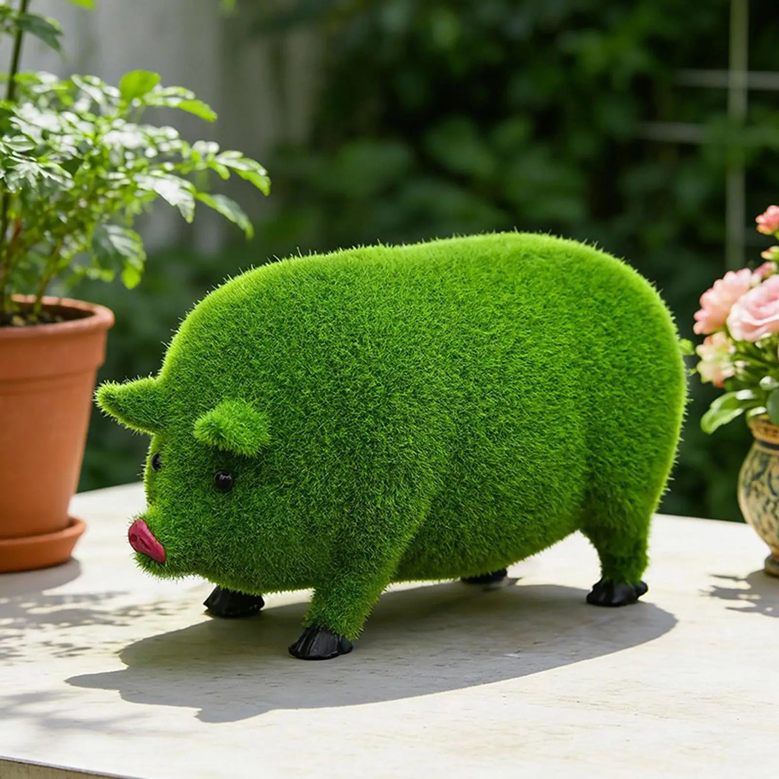 Garden Statue Large Cute Home Decor Flocked Green Garden Statues Animal Decor For Outdoor Yard Patio Porch Lawn Pathway Living Qme