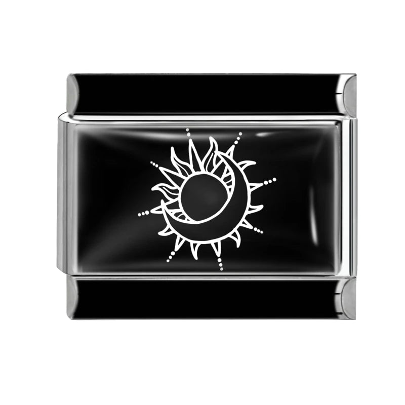 Wholesale Colorful Dog Cat Black Sun Moon Eye Italian Charm Links Fit 9mm Stainless Steel Bracelet Women Jewelry DIY Making Gift Qme Style 4