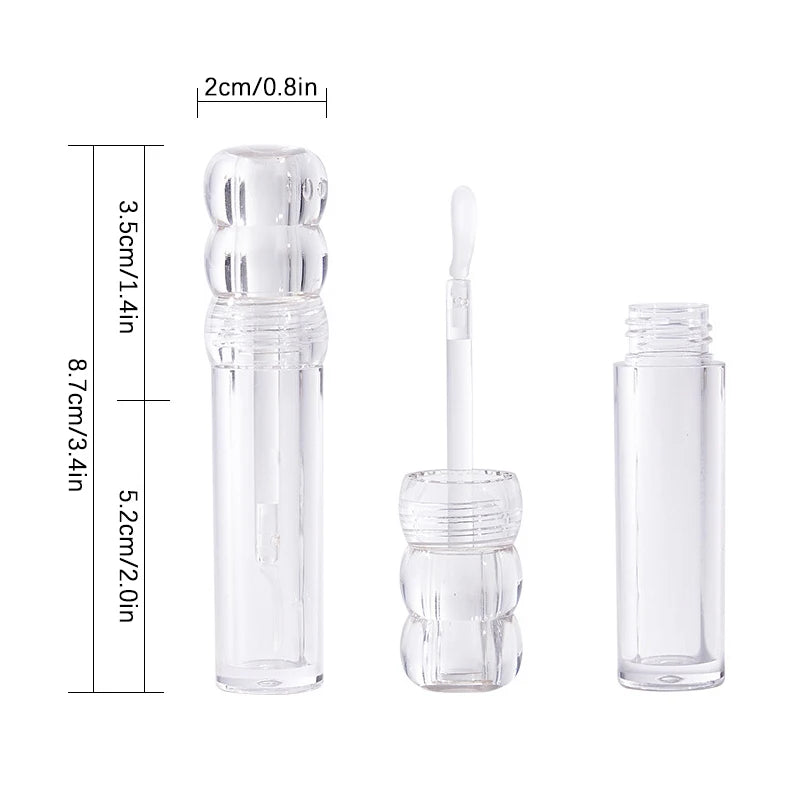 Empty Transparent Lipgloss Tubes Silicone Brush Round Cosmetic Tube Qme one size