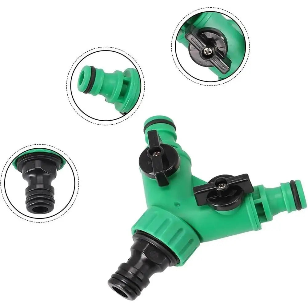 2 Way Garden Hose Splitter Garden Hose Connector with Faucet Watering Shut Off for Landscaping Flower Planting Irrigation Qme