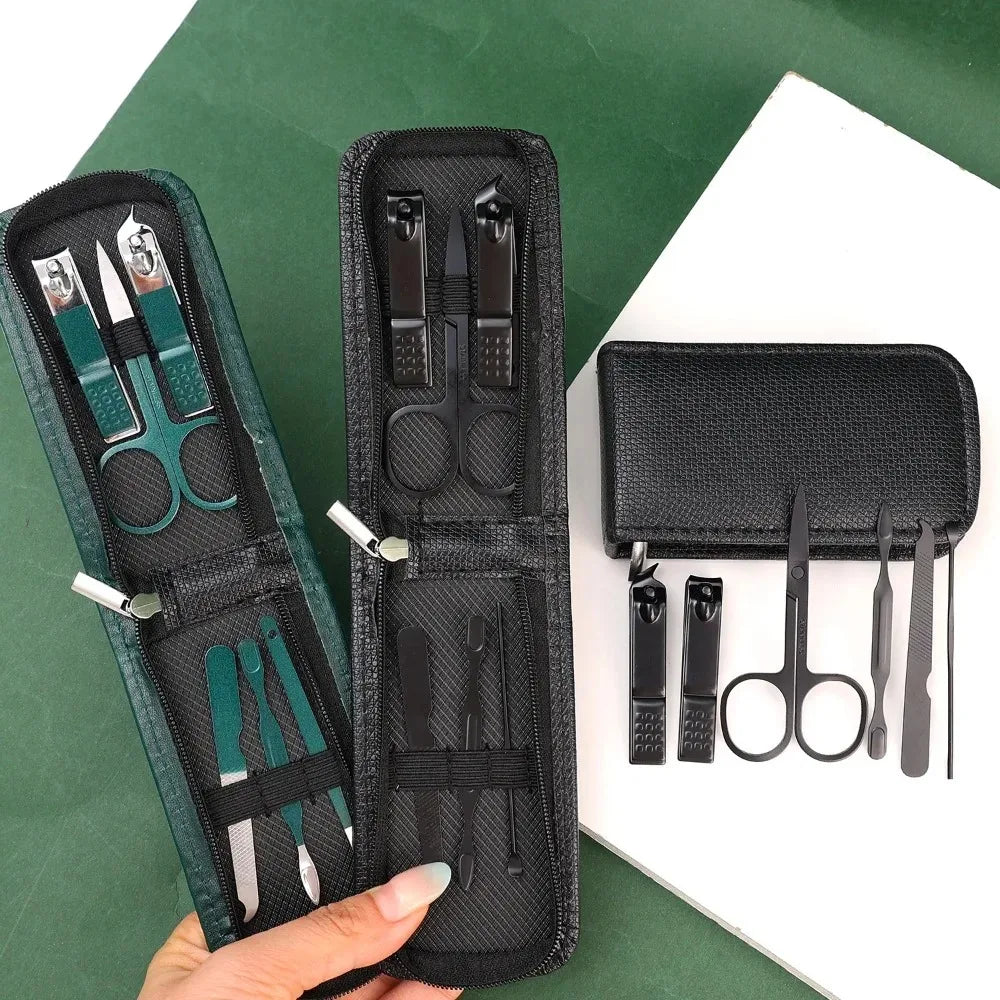 Green Black Stainless Steel Manicure Portable Nail Clippers File Qme