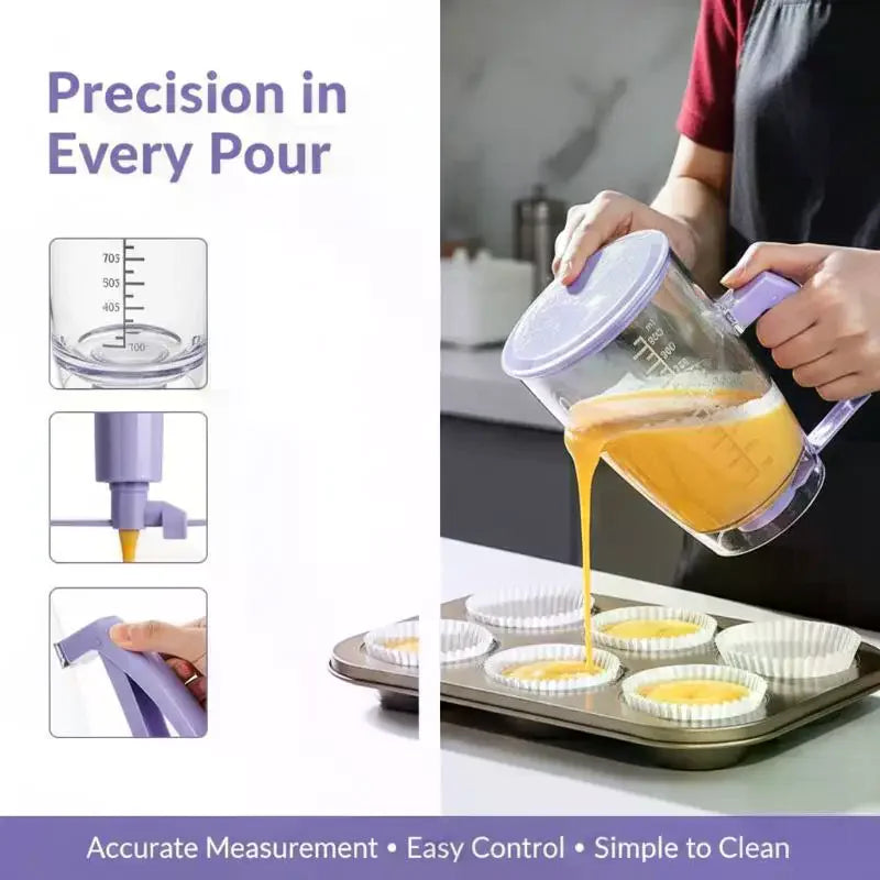 900ml Batter Separator Dispenser With Measuring Label Squeeze Handle For Pancake Cake Waffle Batter Tool Qme
