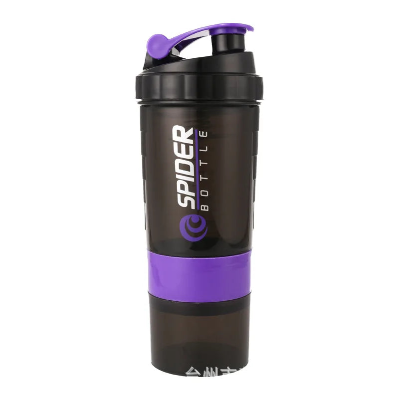 Printed Plastic Shaker Bottle Fitness Protein Milkshake Mix Cup Qme purple