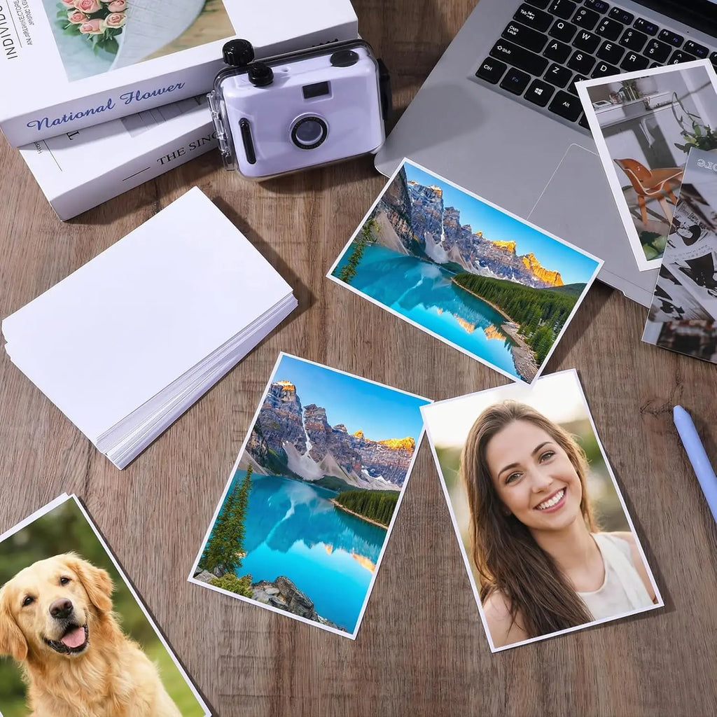 4R Double Sided Glossy Photo Paper , 200GSM/54LB Inkjet Printer Paper 4 x 6"Glossy for Crafting, Chip Bags, Calendars, Menus Qme