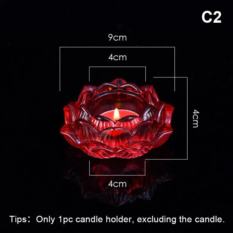 Glass Lotus Candle Holder Windproof Heat Resistant Suitable Use As Qme C2