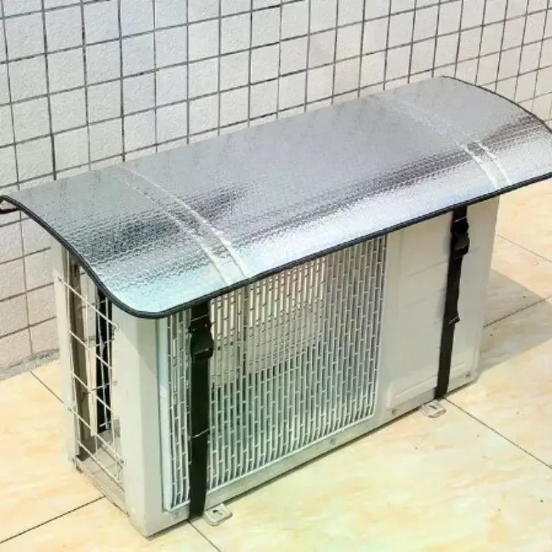 Outdoor Air Conditioner Cover Rainproof Sun Resistant Aluminum Foil Dust Cover With Elastic Band Lifting Loop Qme