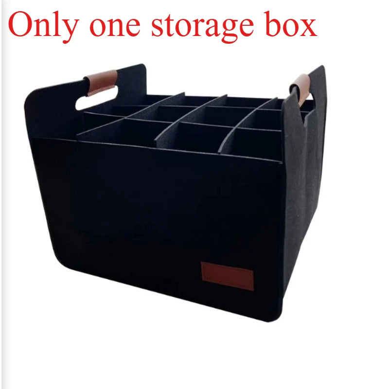 Portable Felt Wine Storage Box Reusable Glass Bottle Organizer Qme black