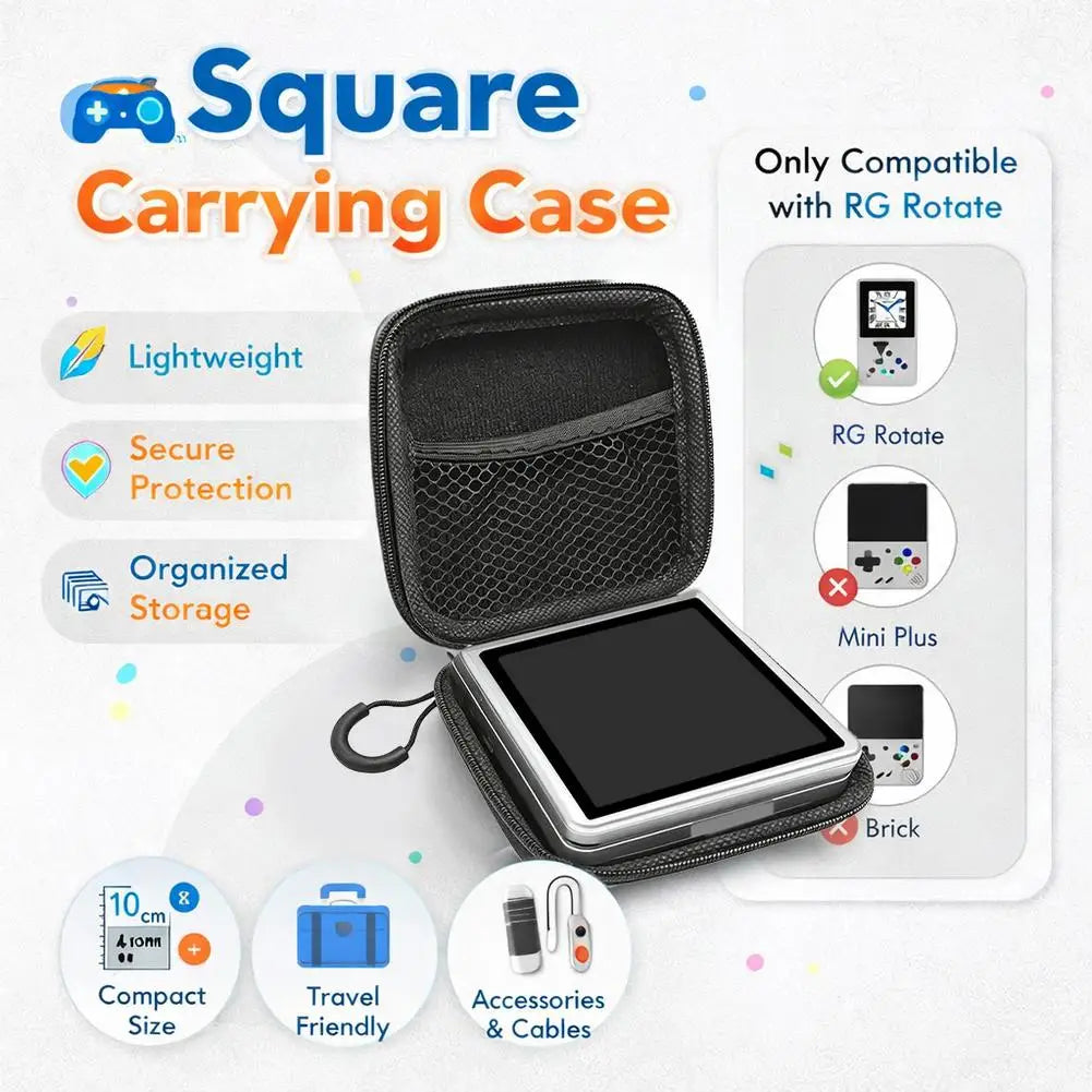 Carrying Case Compatible with Anbernic RG Rotate Handheld Console, Portable Protective Bag with Mesh Pocket Qme